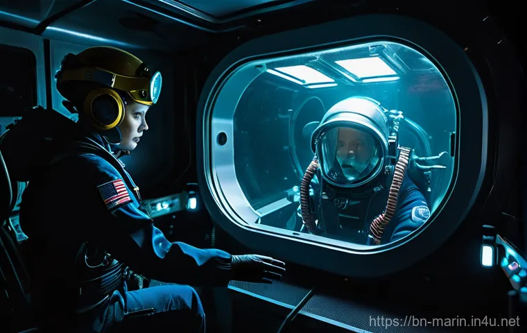해양학 학위 과정 - **Prompt:** A dynamic scene depicting a modern deep-sea research expedition. A female marine biologi...