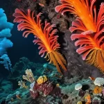 해양 지질학 기초 - **Mid-Ocean Ridge and Hydrothermal Vent Ecosystem**: A dramatic, vibrant, and alien-like underwater ...