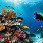 해양 교육과 학습 - **Vibrant Coral Reef and Respectful Diver:**
    A breathtaking, highly detailed underwater scene sh...